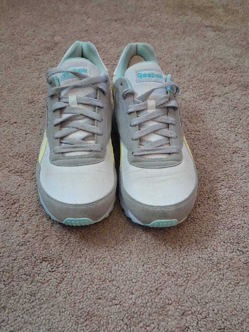 Reebok Women's Sneakers in Light Gray, Mint & Pale Yellow